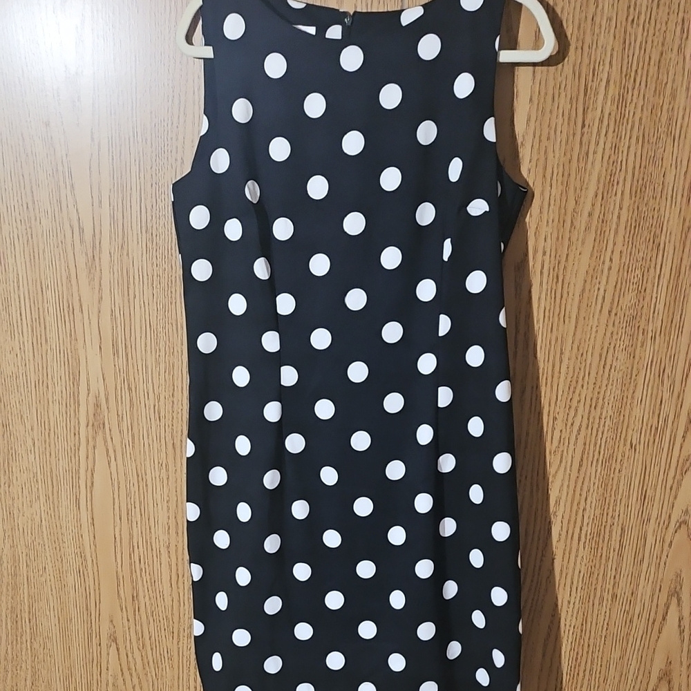 Polka Dot Sleeveless Dress - Black and White